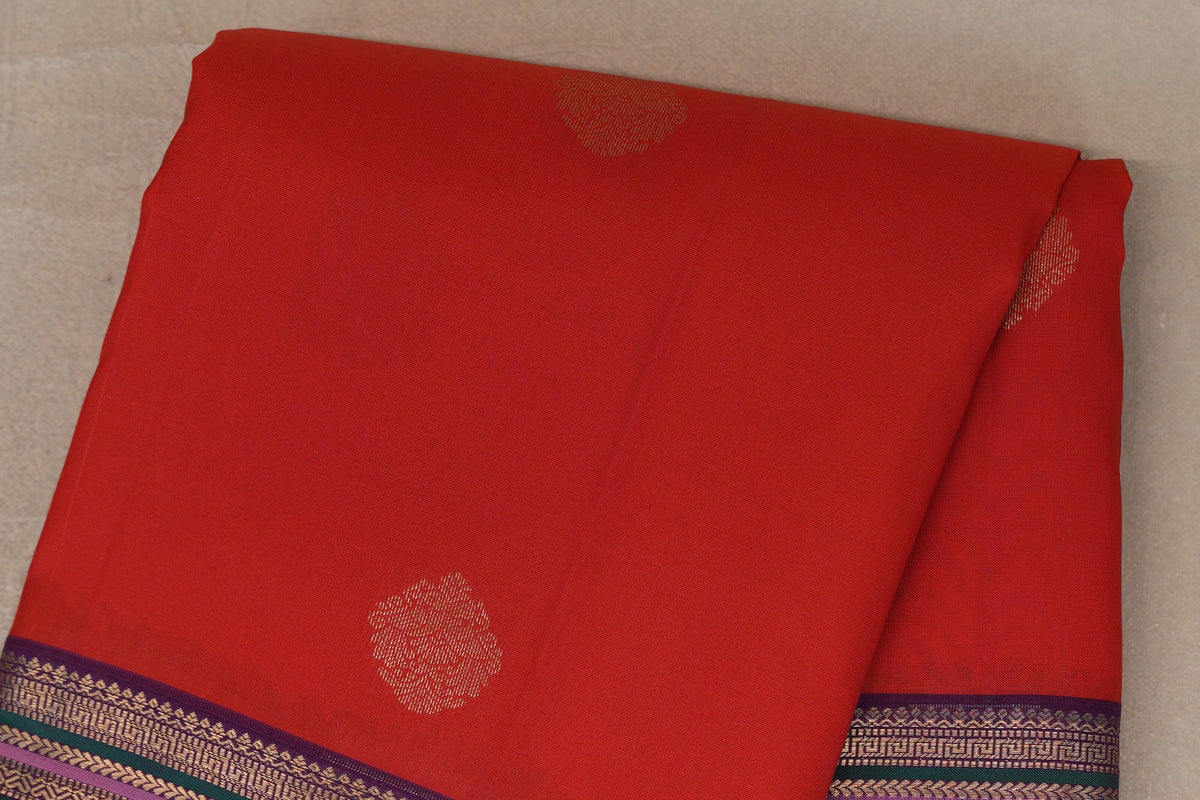 Tomato Red Soft Silk Sareebody zoom