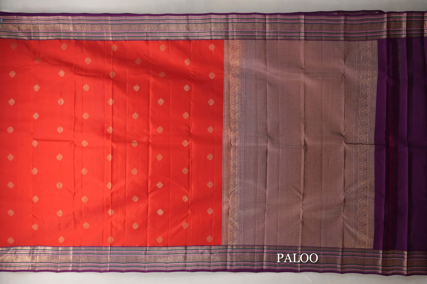 Tomato Red Soft Silk Saree paloo
