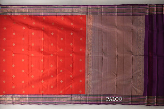 Tomato Red Soft Silk Saree paloo