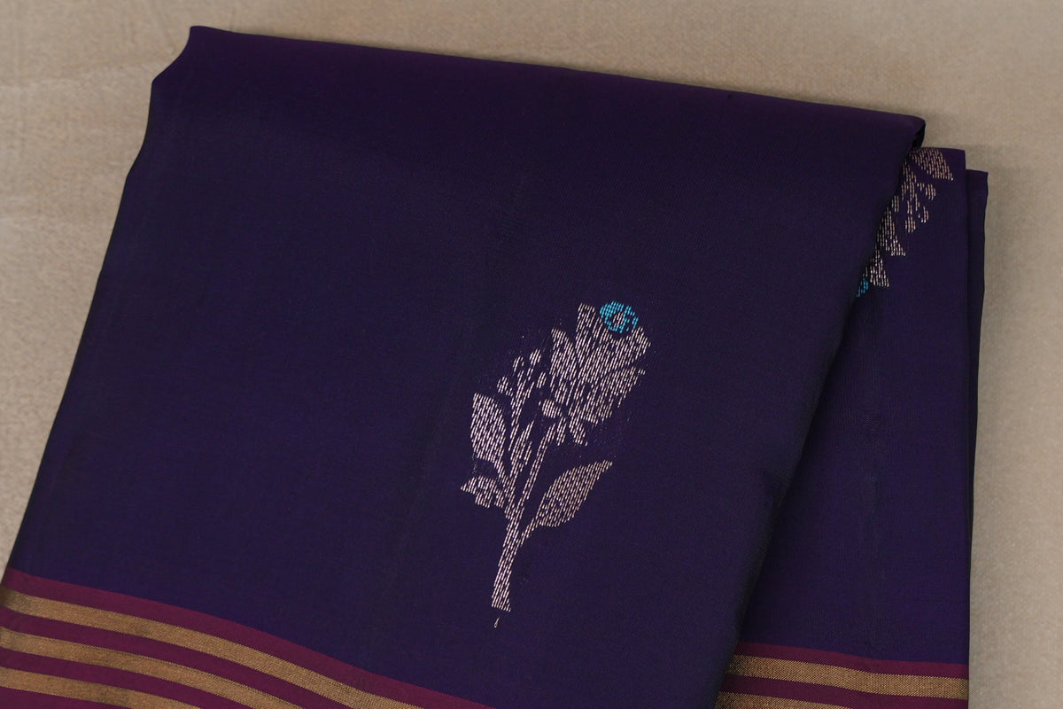 Deep Violet Purple Soft Silk Saree body zoom