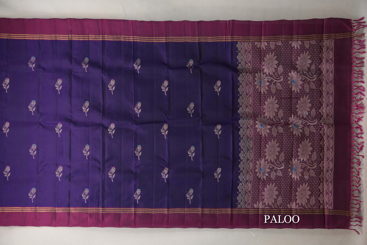 Deep Violet Purple Soft Silk Saree paloo