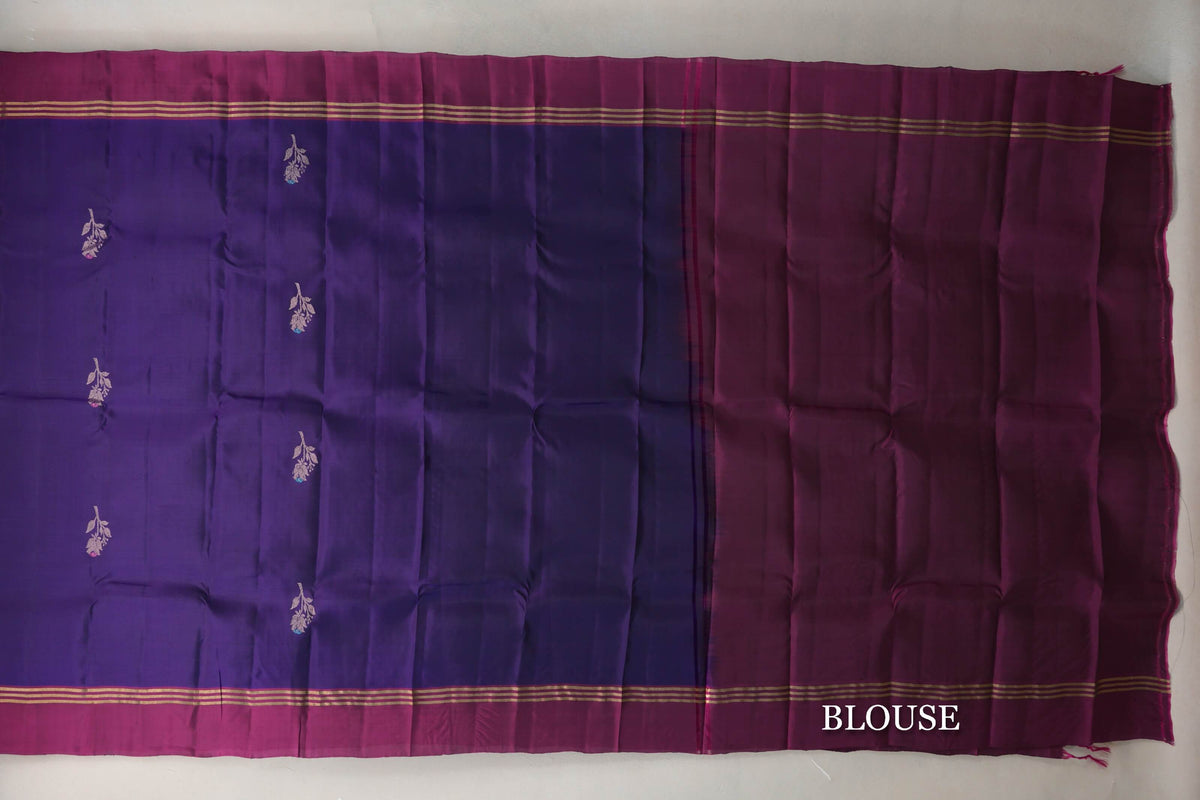 Deep Violet Purple Soft Silk Saree blouse