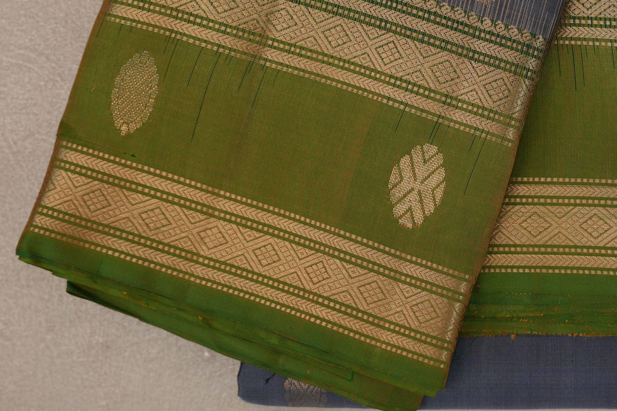Steel Grey Soft Silk Saree border zoom