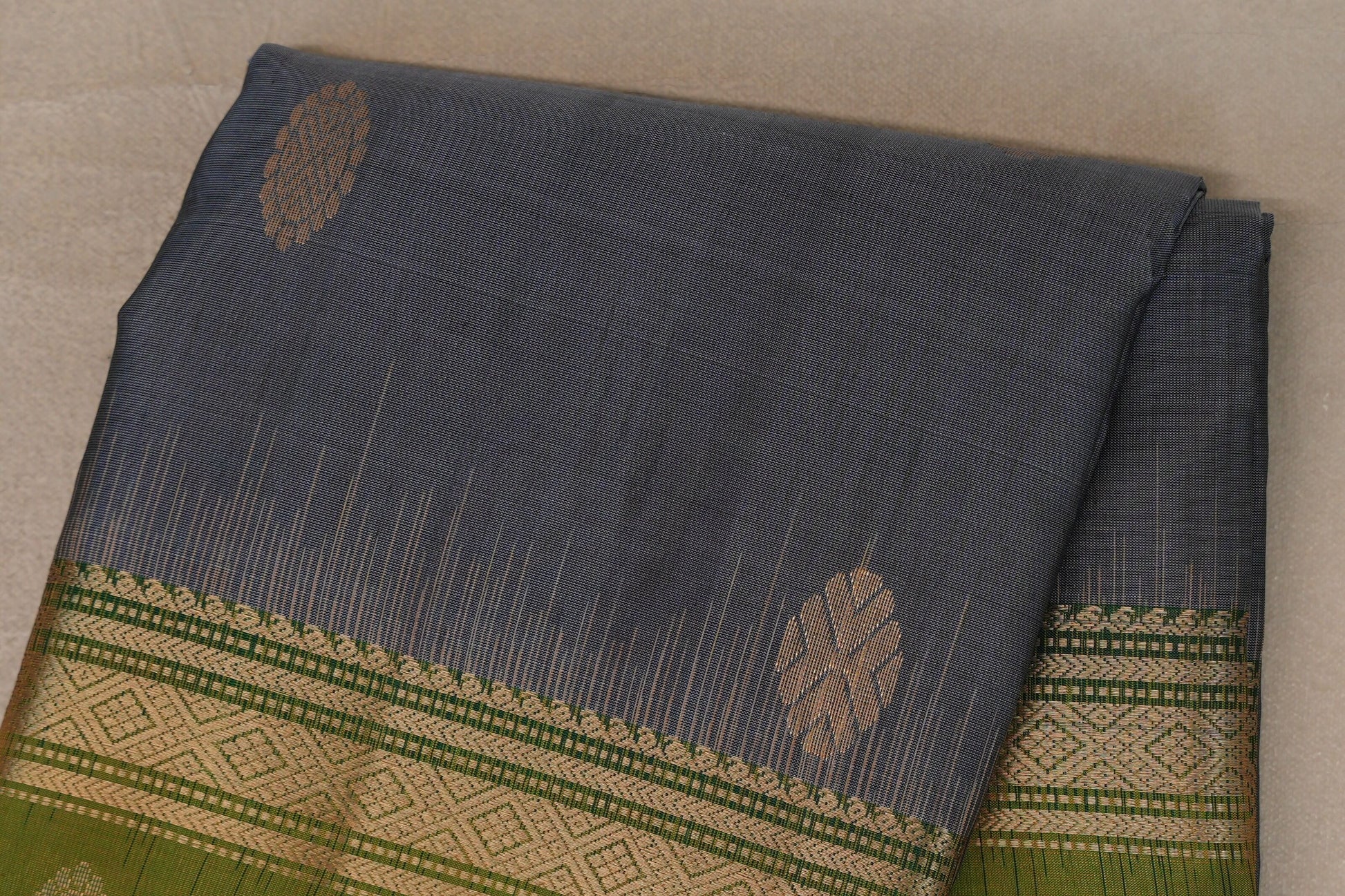 Steel Grey Soft Silk Saree body zoom