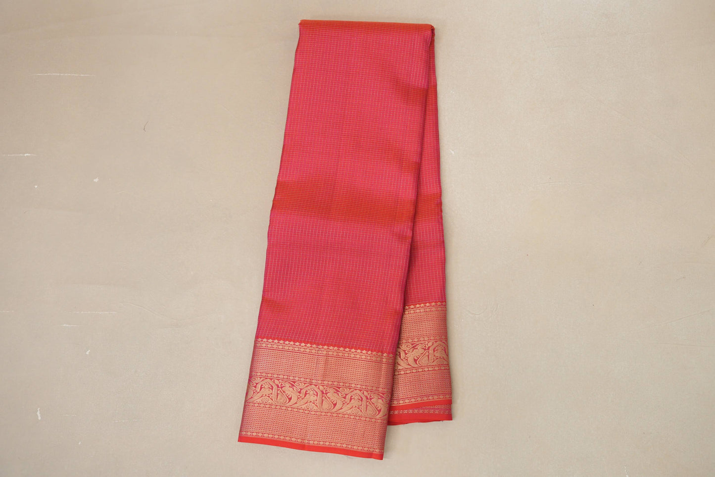 Orangish pink Light Weight Kanjivaram Silk Saree by Shreenivas Silks PSSR018794 - Parisera