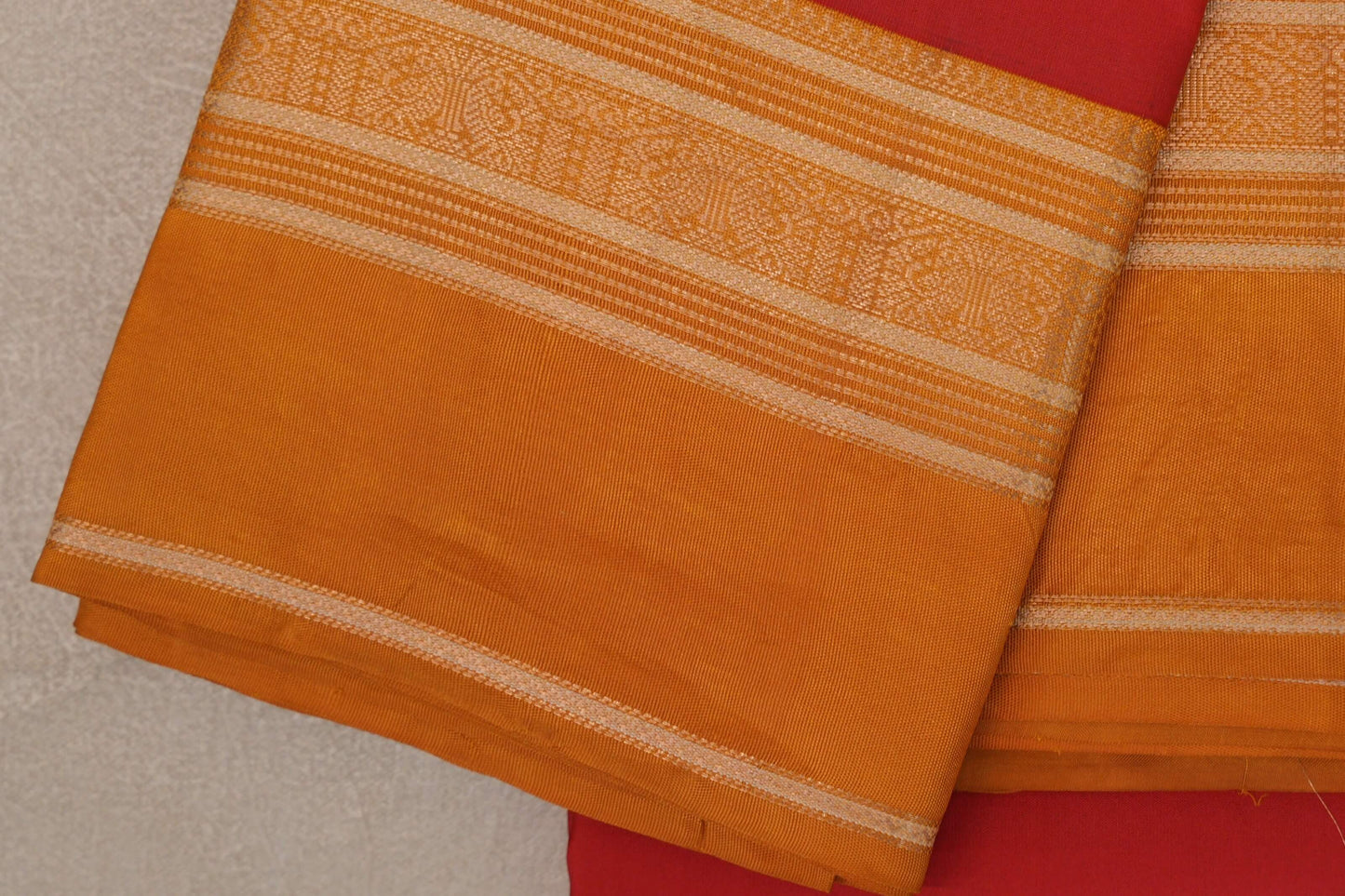 Bright Red Soft Silk Saree border zoom