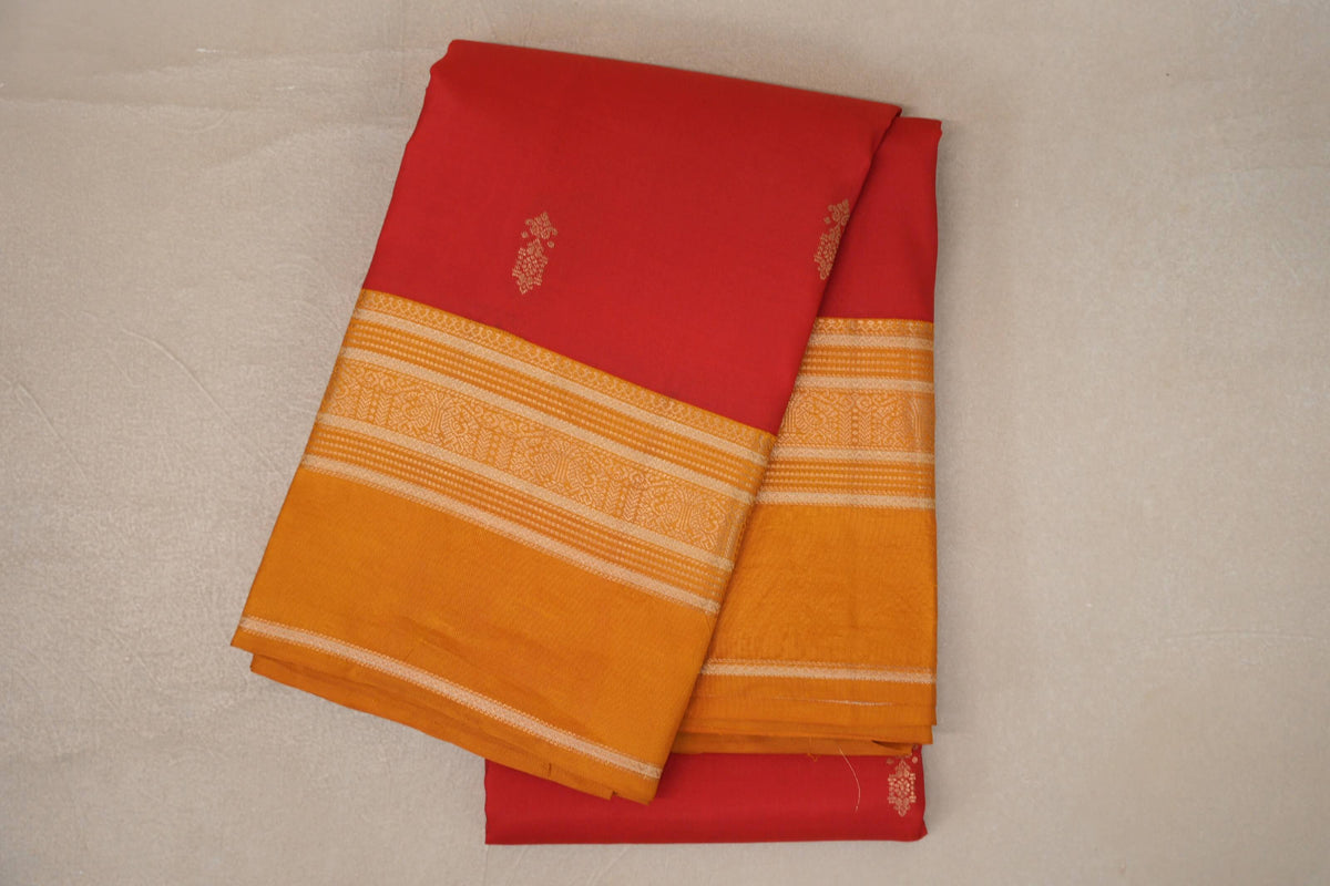 folded Bright Red Soft Silk Saree