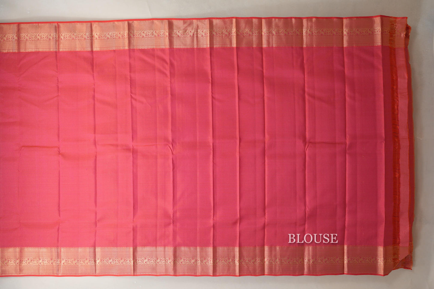 Orangish pink Light Weight Kanchipuram Silk Saree blouse