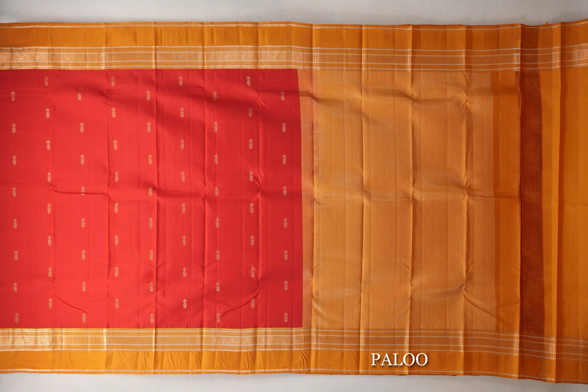 Bright Red Soft Silk Saree paloo