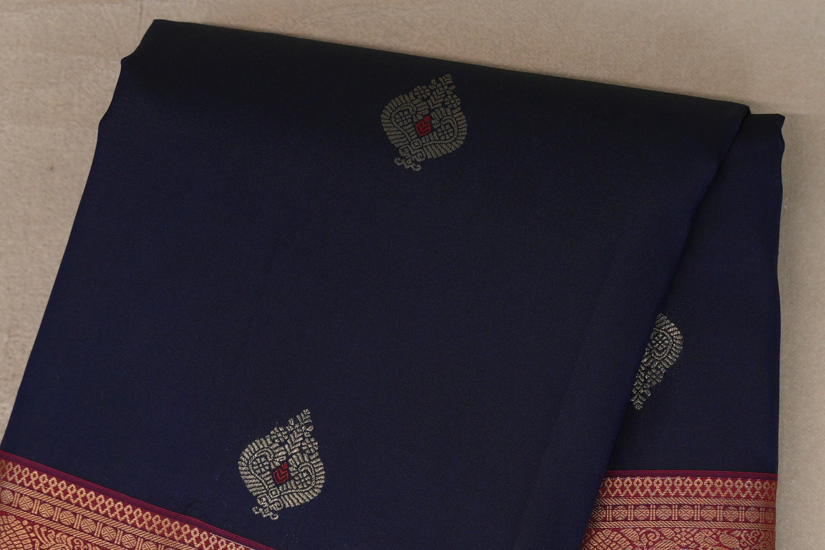 Deep Blue Soft Silk Saree body zoom
