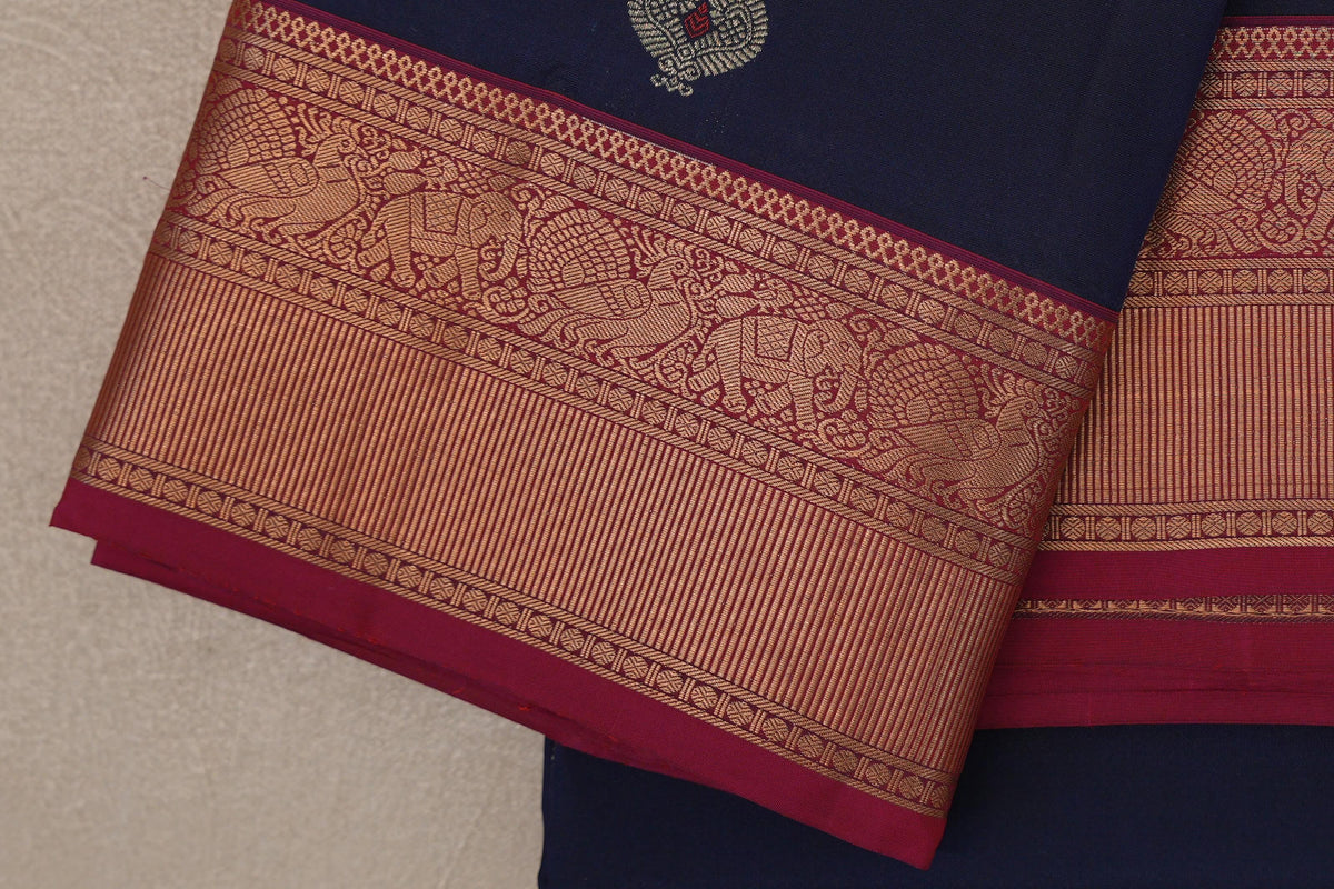 Deep Blue Soft Silk Saree  border zoom