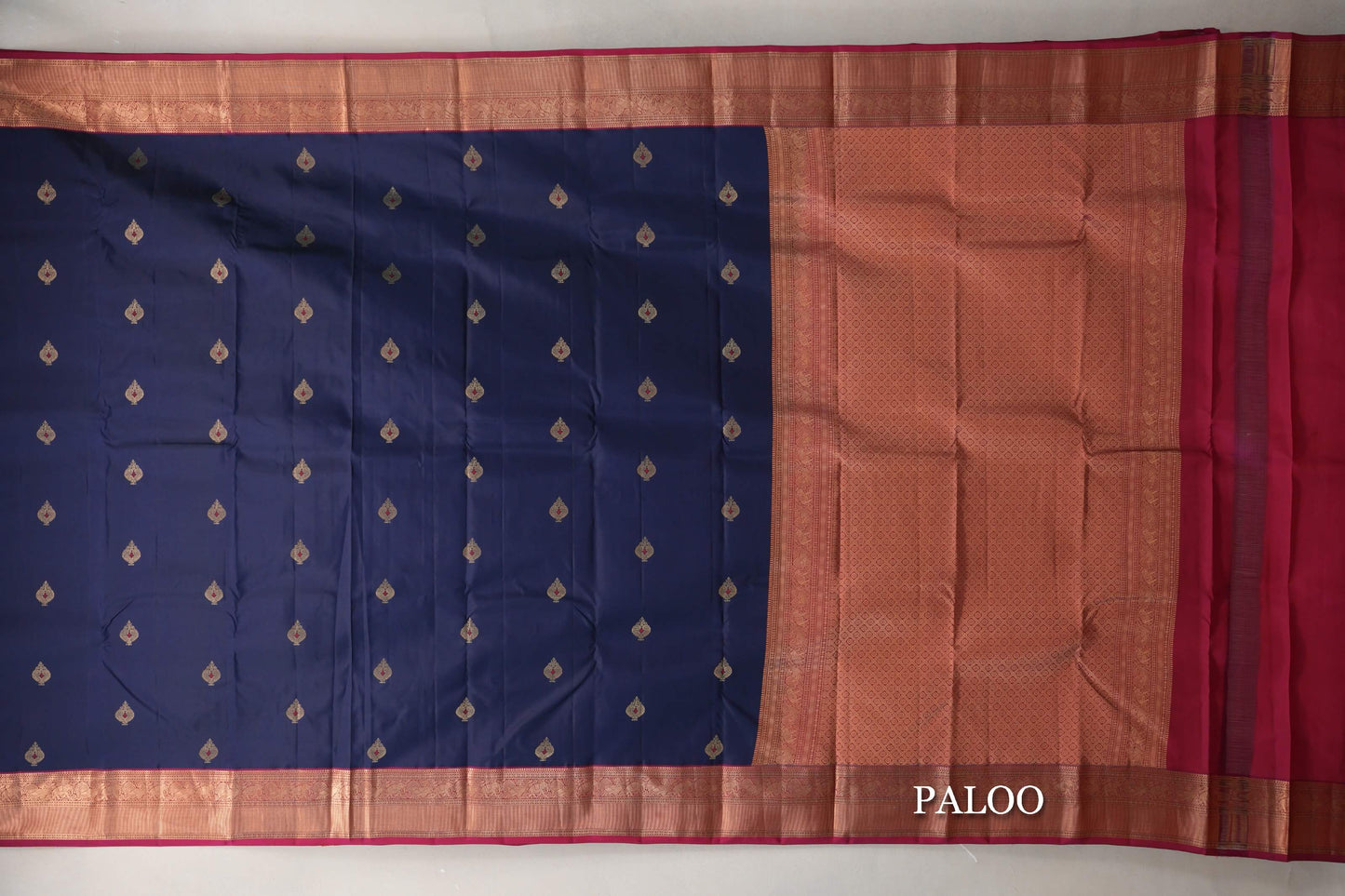 Deep Blue Soft Silk Saree  paloo