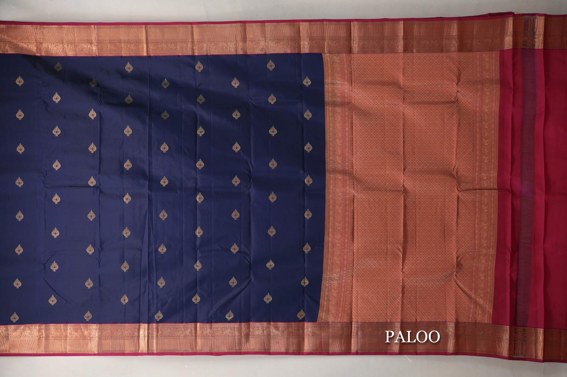 Deep Blue Soft Silk Saree  paloo