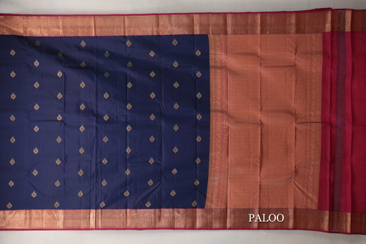 Deep Blue Soft Silk Saree  paloo