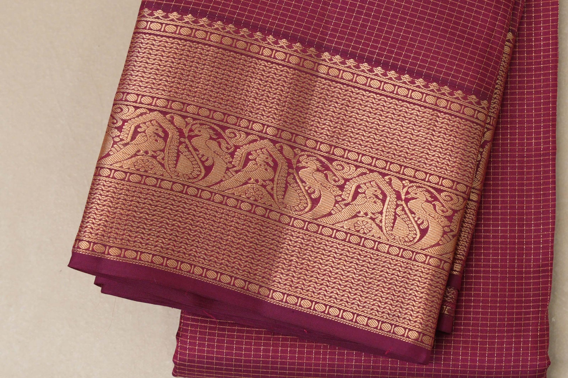 Dark magenta Light Weight Kanjivaram Silk Saree by Shreenivas Silks PSSR018796 - Parisera