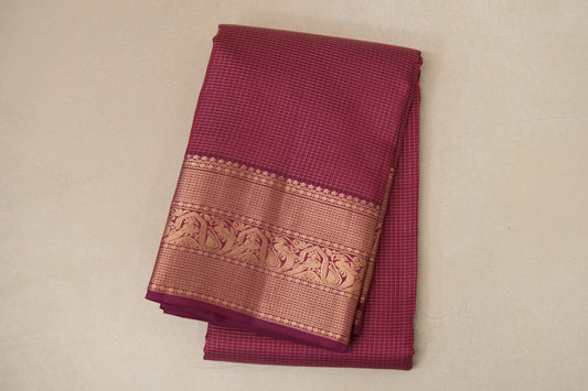 Dark magenta Light Weight Kanjivaram Silk Saree by Shreenivas Silks PSSR018796 - Parisera