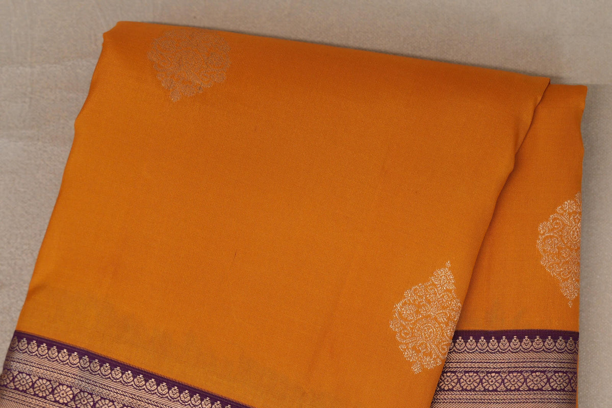 Mango Orange Soft Silk Saree body zoom