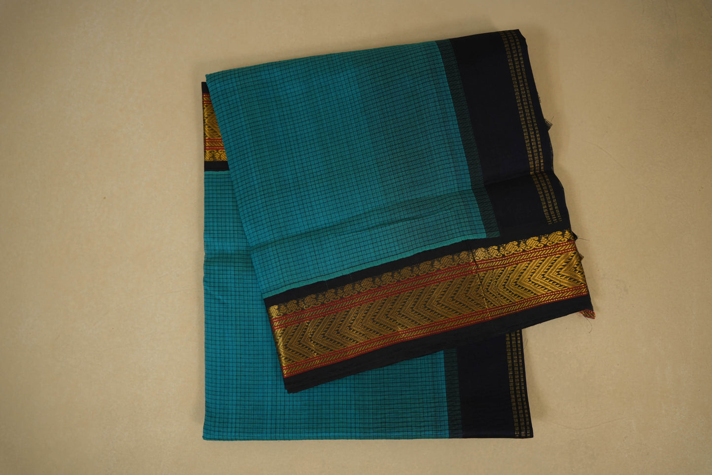 Peacock blue vintage silk cotton saree