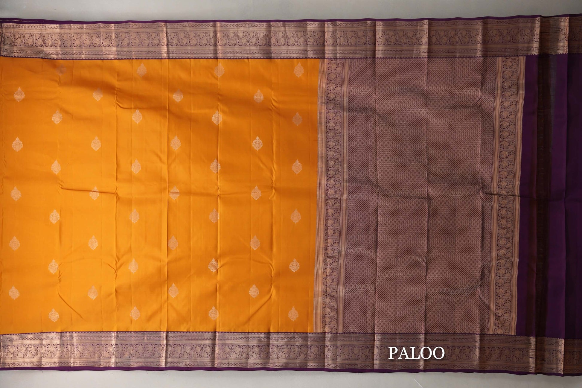 Mango Orange Soft Silk Saree paloo