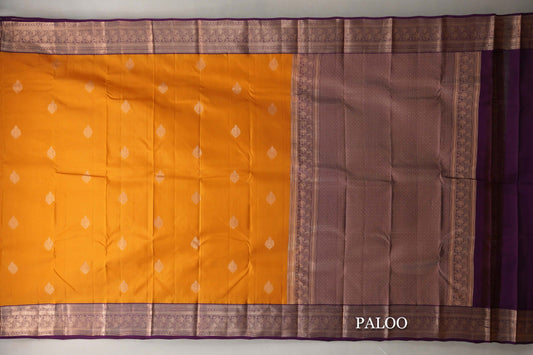 Mango Orange Soft Silk Saree paloo