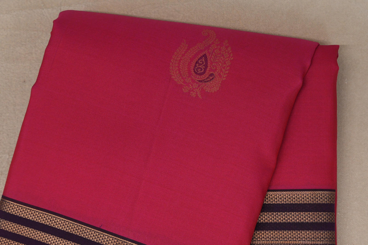 Bright Rani Pink Soft Silk Saree body zoom