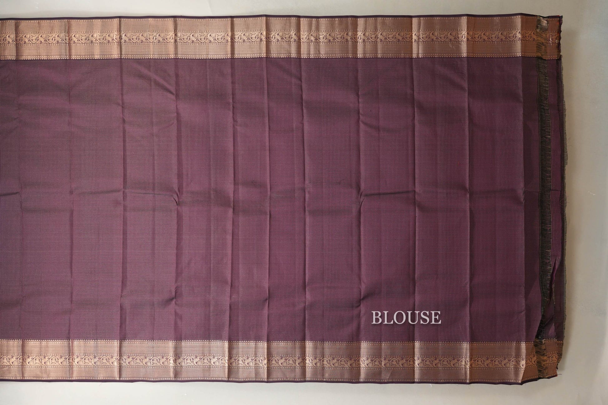 Plum purple Light Weight Kanchipuram Silk Saree blouse