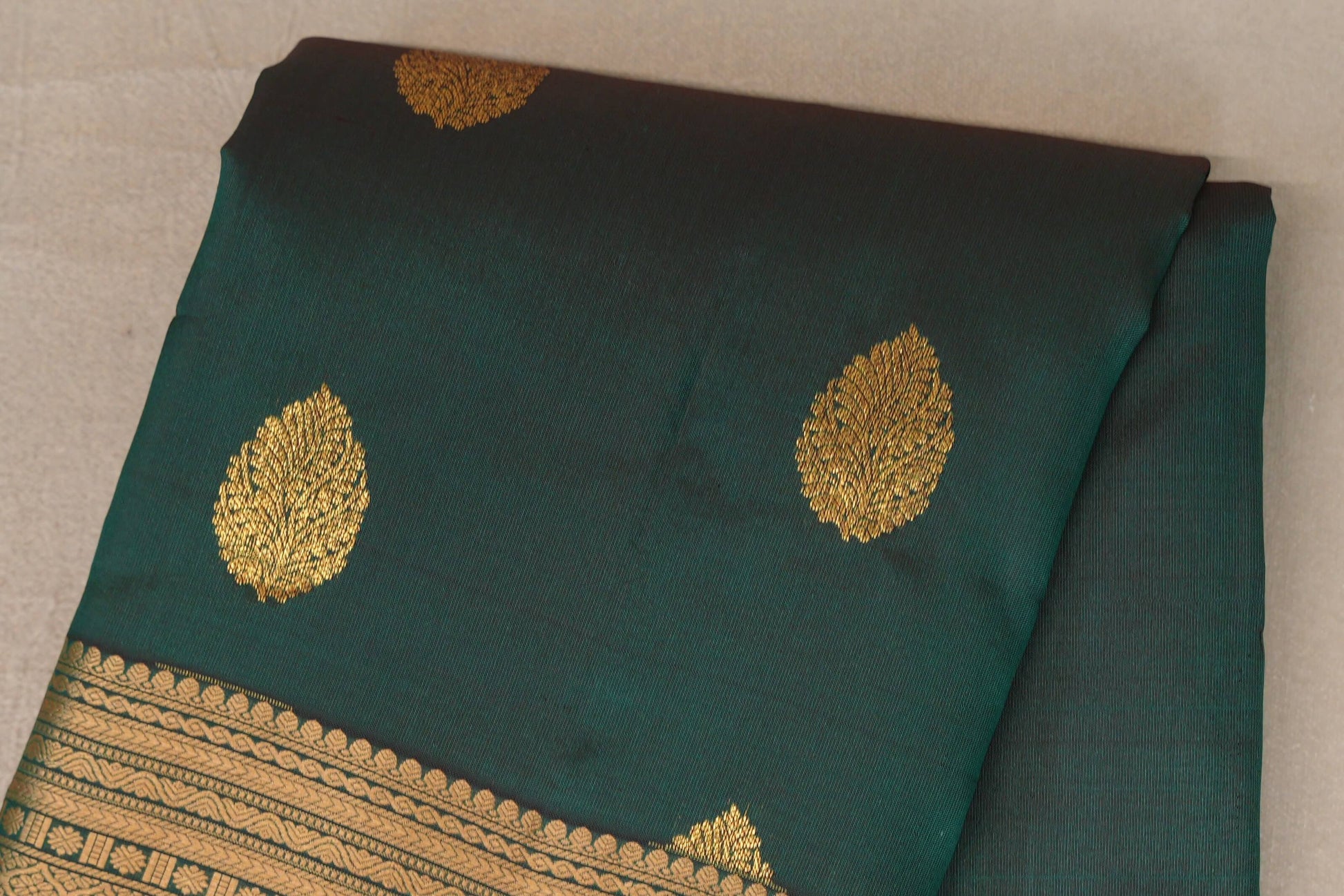 Dual Tone of Maroon and Dark Green Soft Silk Saree body zoom