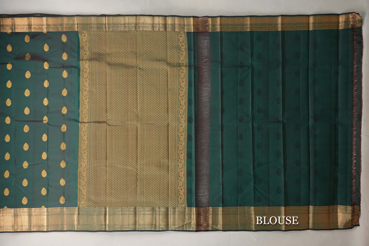 Dual Tone of Maroon and Dark Green Soft Silk Saree blouse