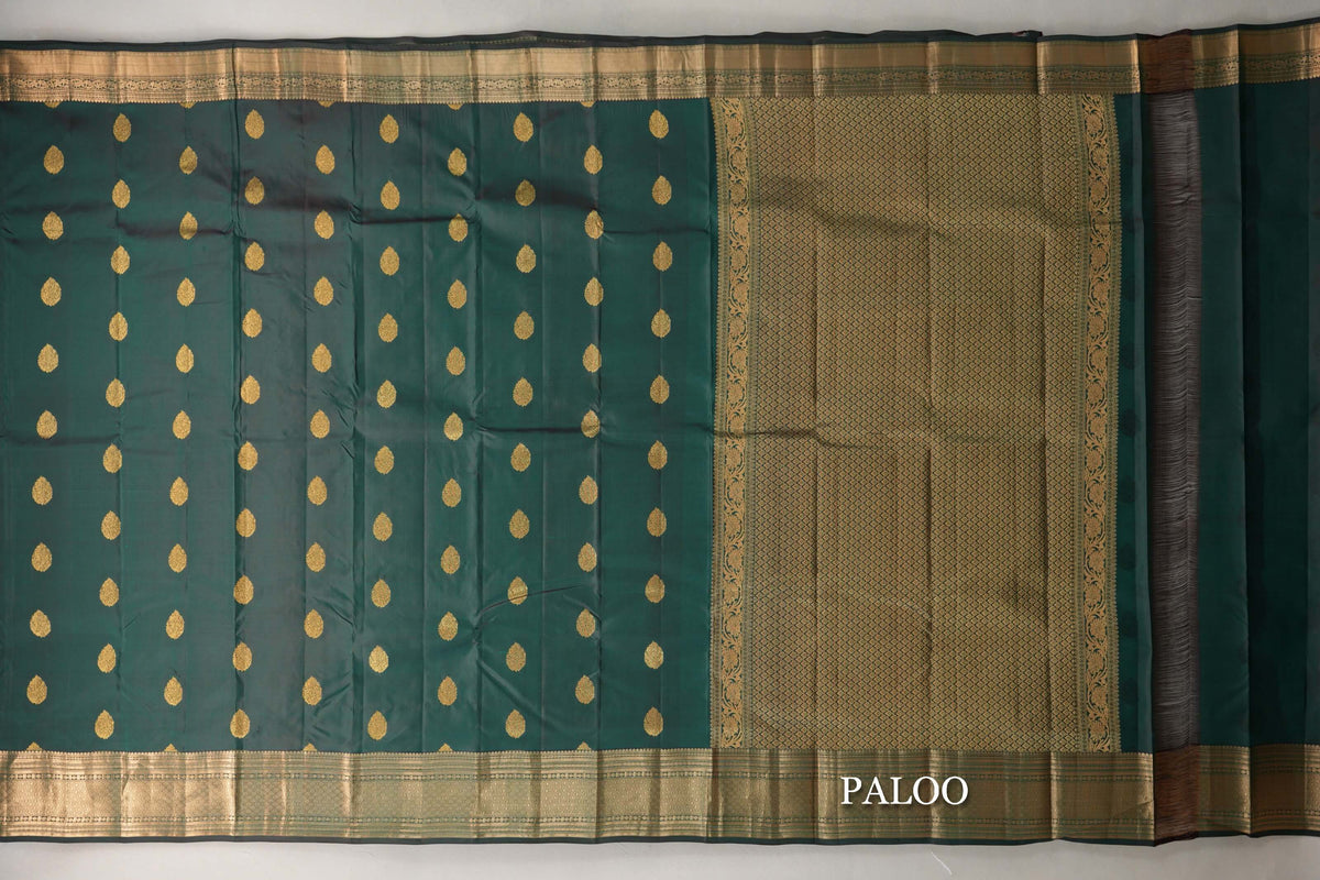 Dual Tone of Maroon and Dark Green Soft Silk Saree paloo