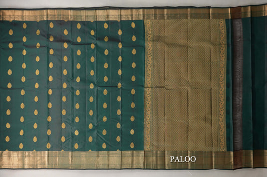 Dual Tone of Maroon and Dark Green Soft Silk Saree paloo