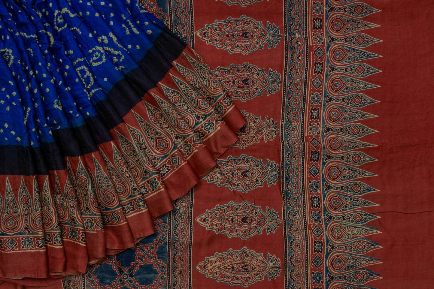 Bandhani Ajrakh Gaji Silk Saree by Chakor PSCK260313