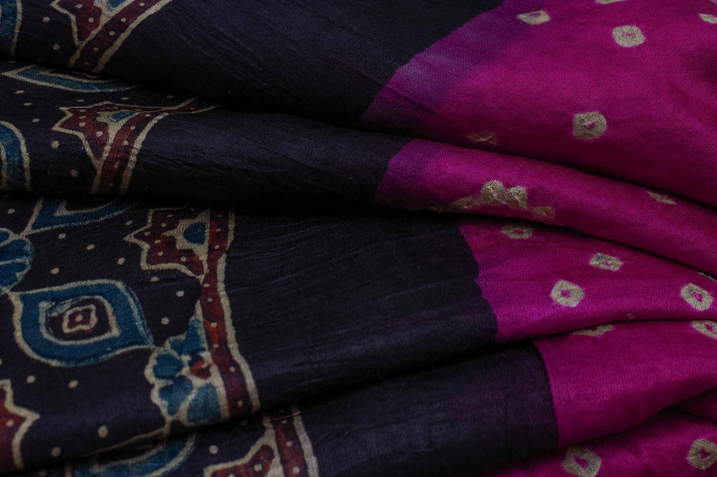 Bandhani Ajrakh Gaji Silk Saree by Chakor PSCK260314