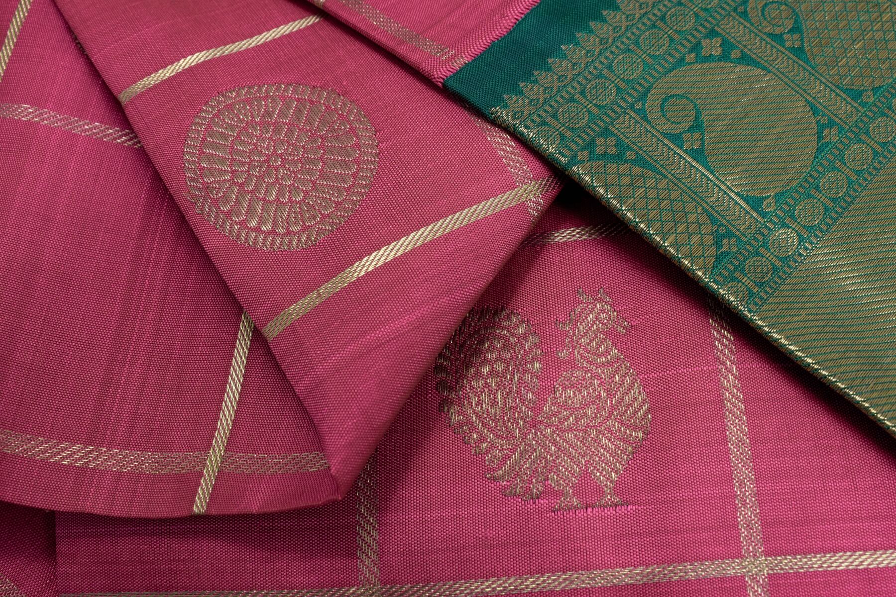 Wedding Kanjivaram silk saree with zari checks | Sita mahalakshmi PSSM05SMLRAM240314 - Parisera