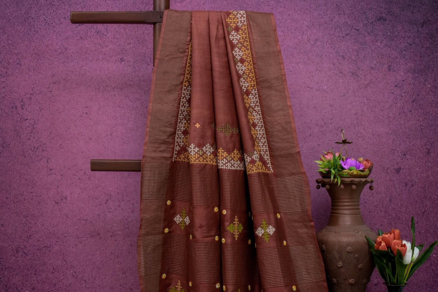 Kutch hand embroidery Tussar Silk saree by Sameeksha PSSH340001 - Parisera