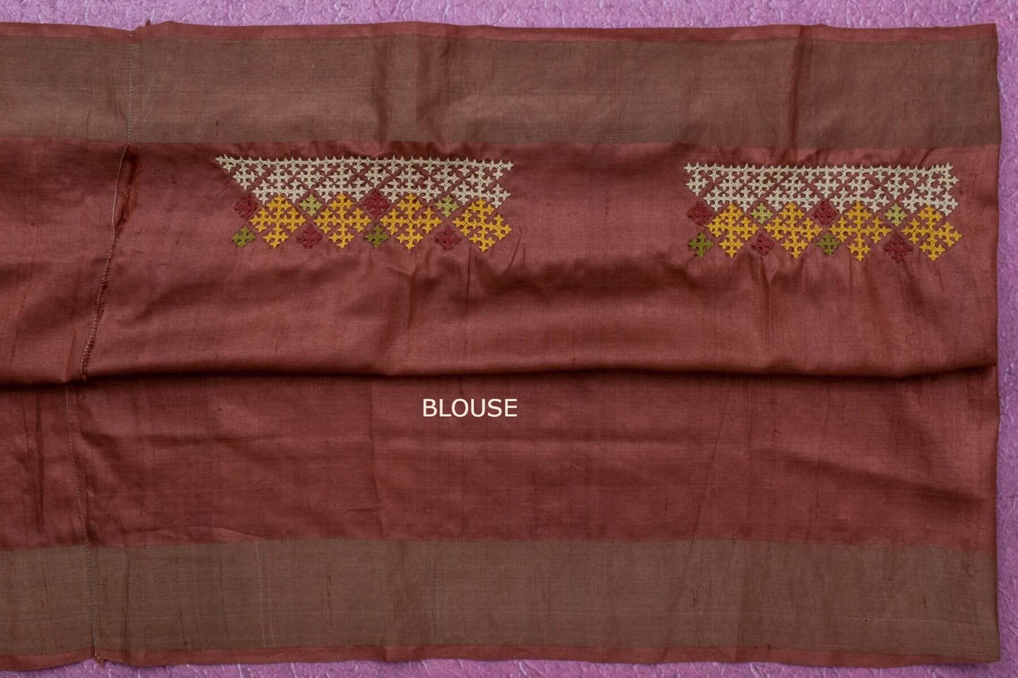 Kutch hand embroidery Tussar Silk saree by Sameeksha PSSH340001 - Parisera