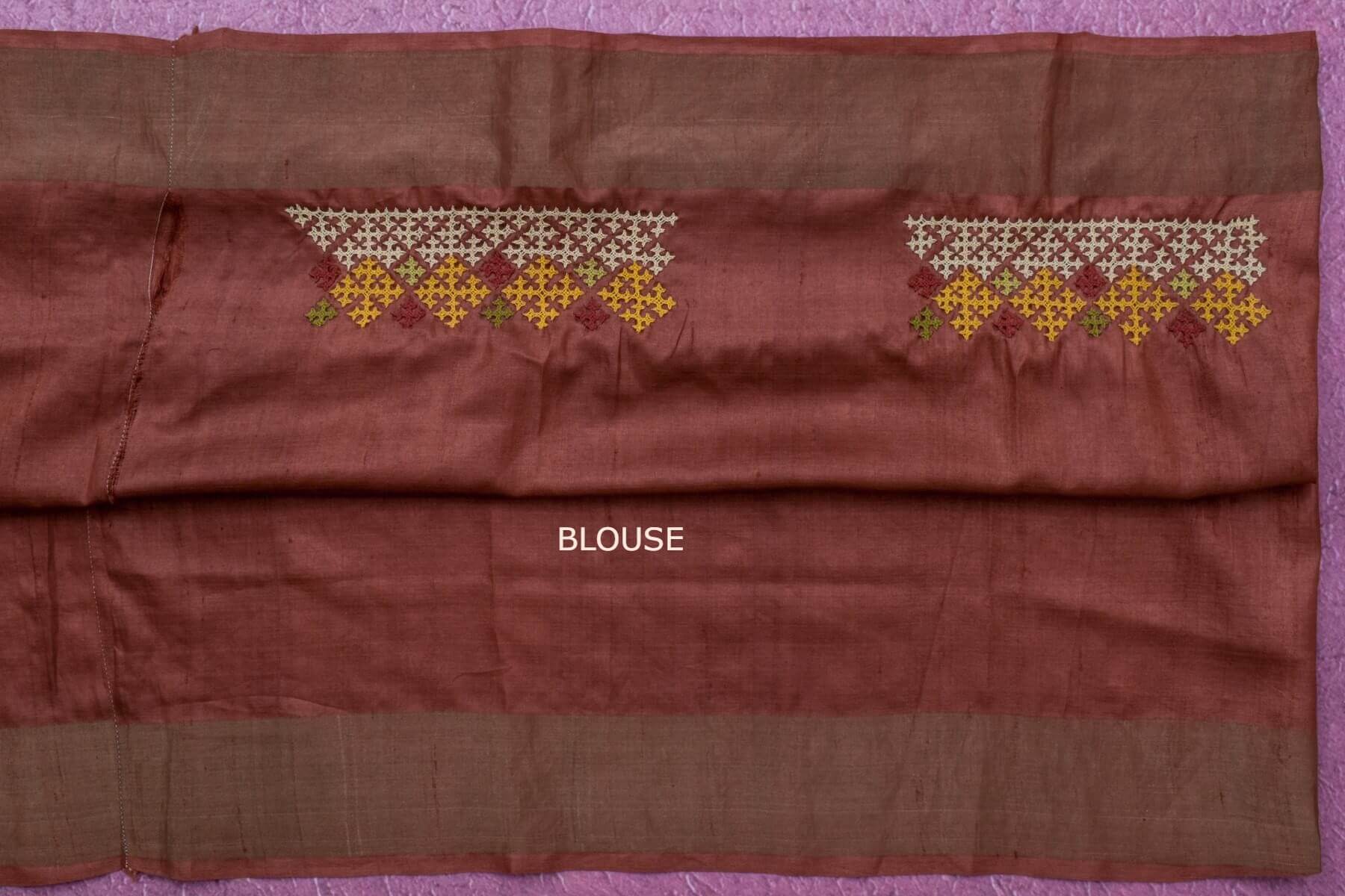 Kutch hand embroidery Tussar Silk saree by Sameeksha PSSH340001 - Parisera