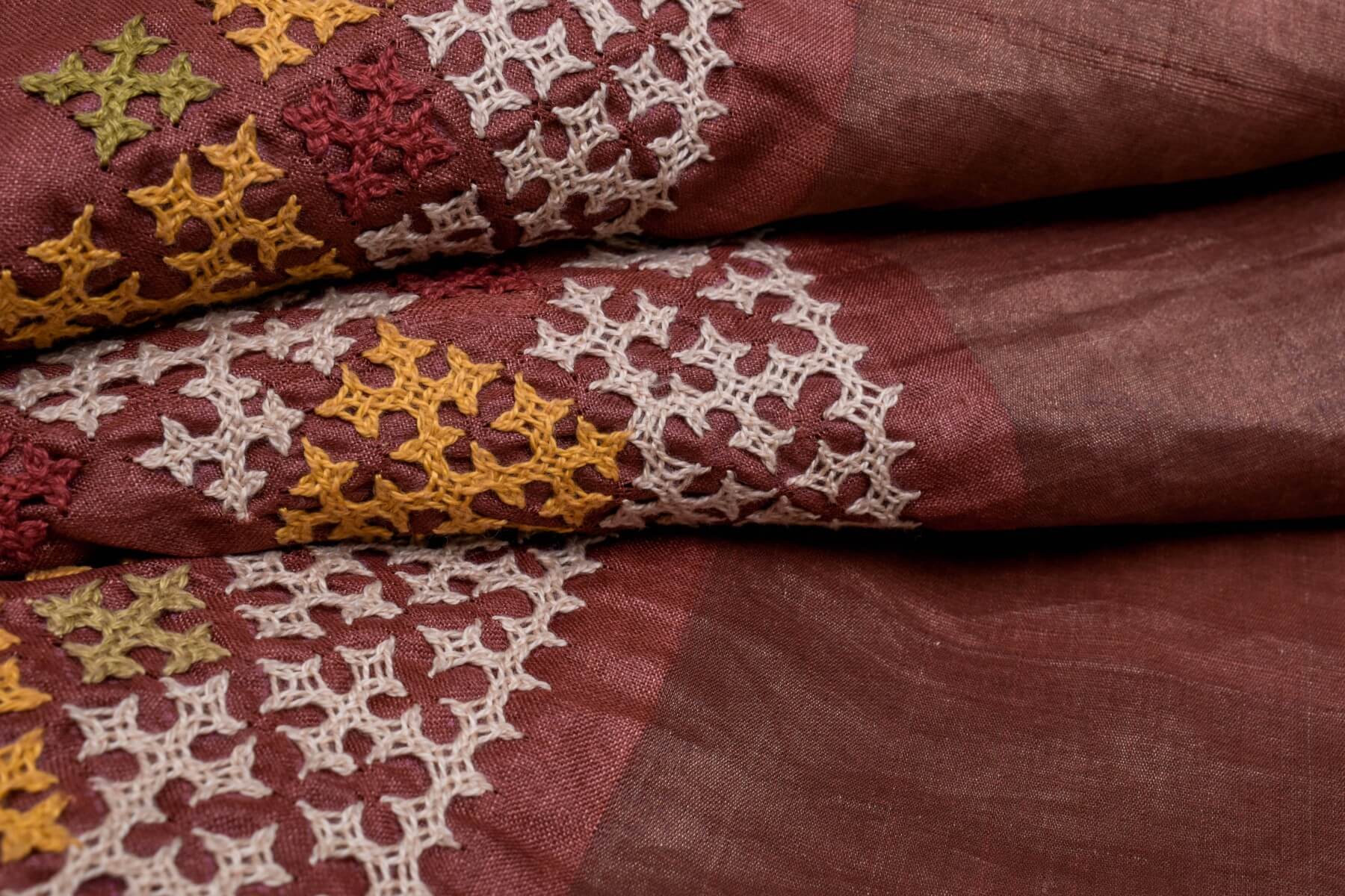 Kutch hand embroidery Tussar Silk saree by Sameeksha PSSH340001 - Parisera