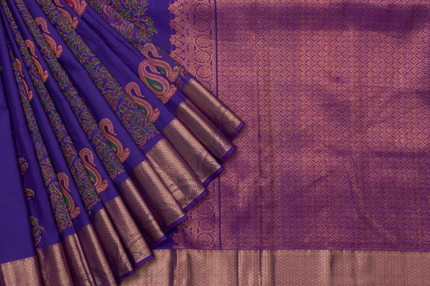 Block printed Kanjivaram Silk Saree by Shreenivas Silks PSSR015591