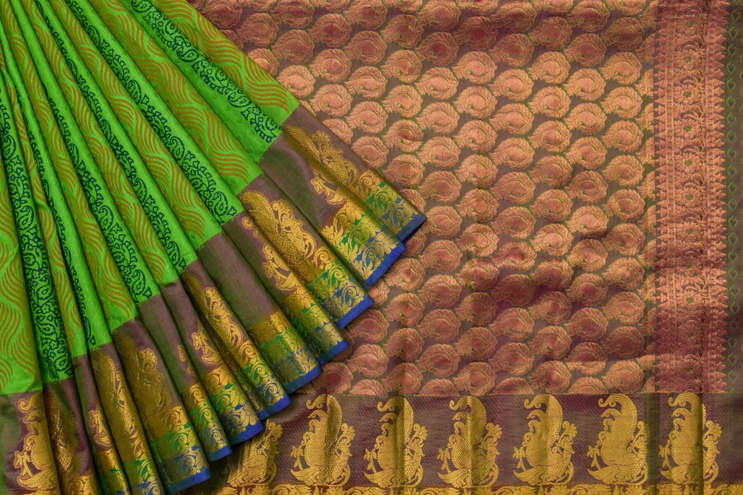 Block printed Light weight Kanjivaram Silk Saree by Shreenivas Silks PSSR015592