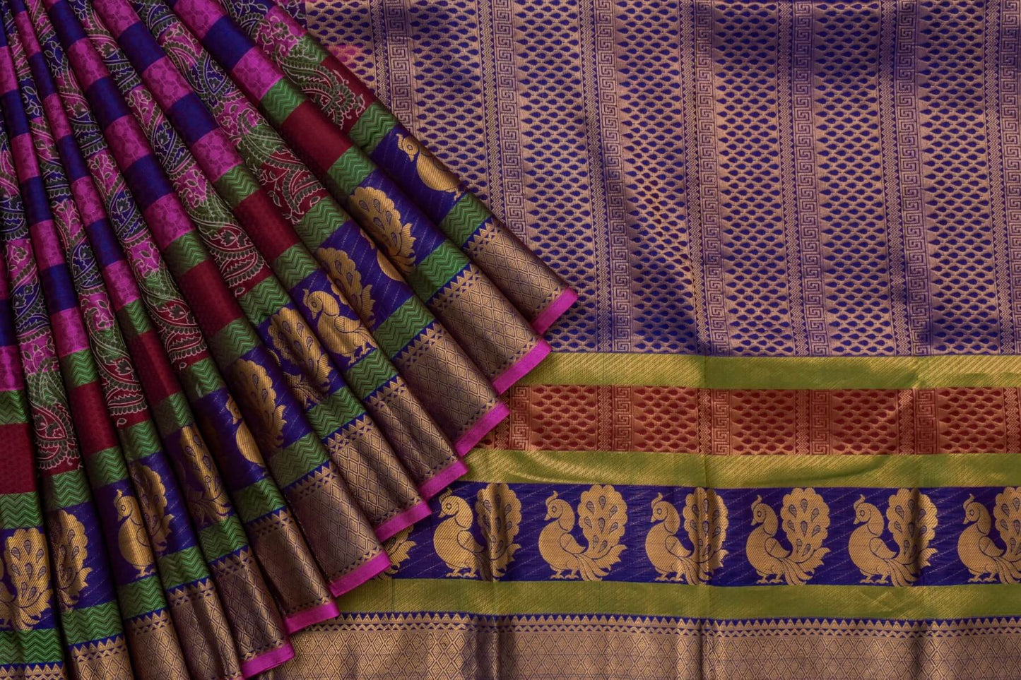 Block printed Light weight Kanjivaram Silk Saree by Shreenivas Silks PSSR015593