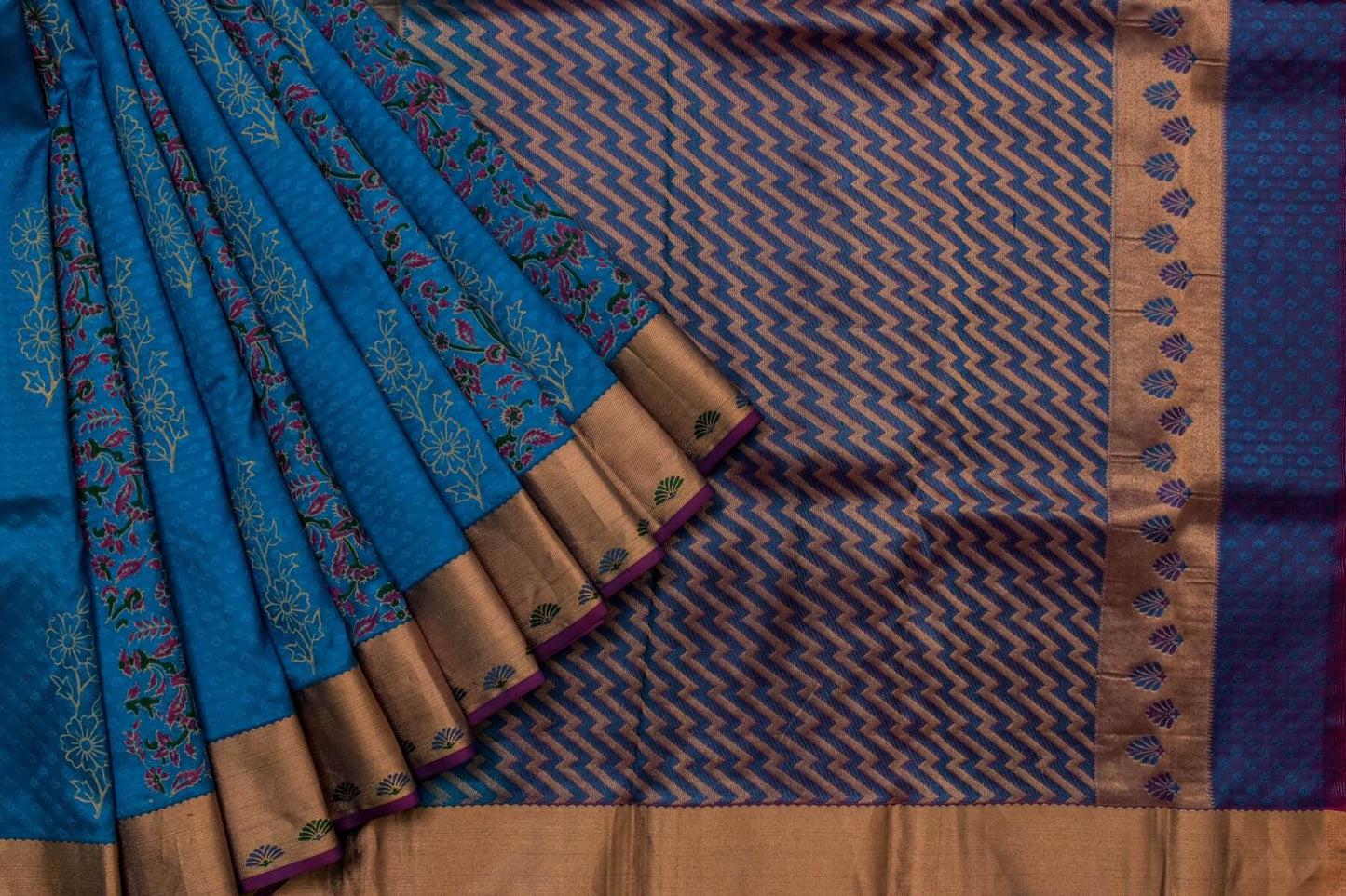 Block printed Light weight Kanjivaram Silk Saree by Shreenivas Silks PSSR015595