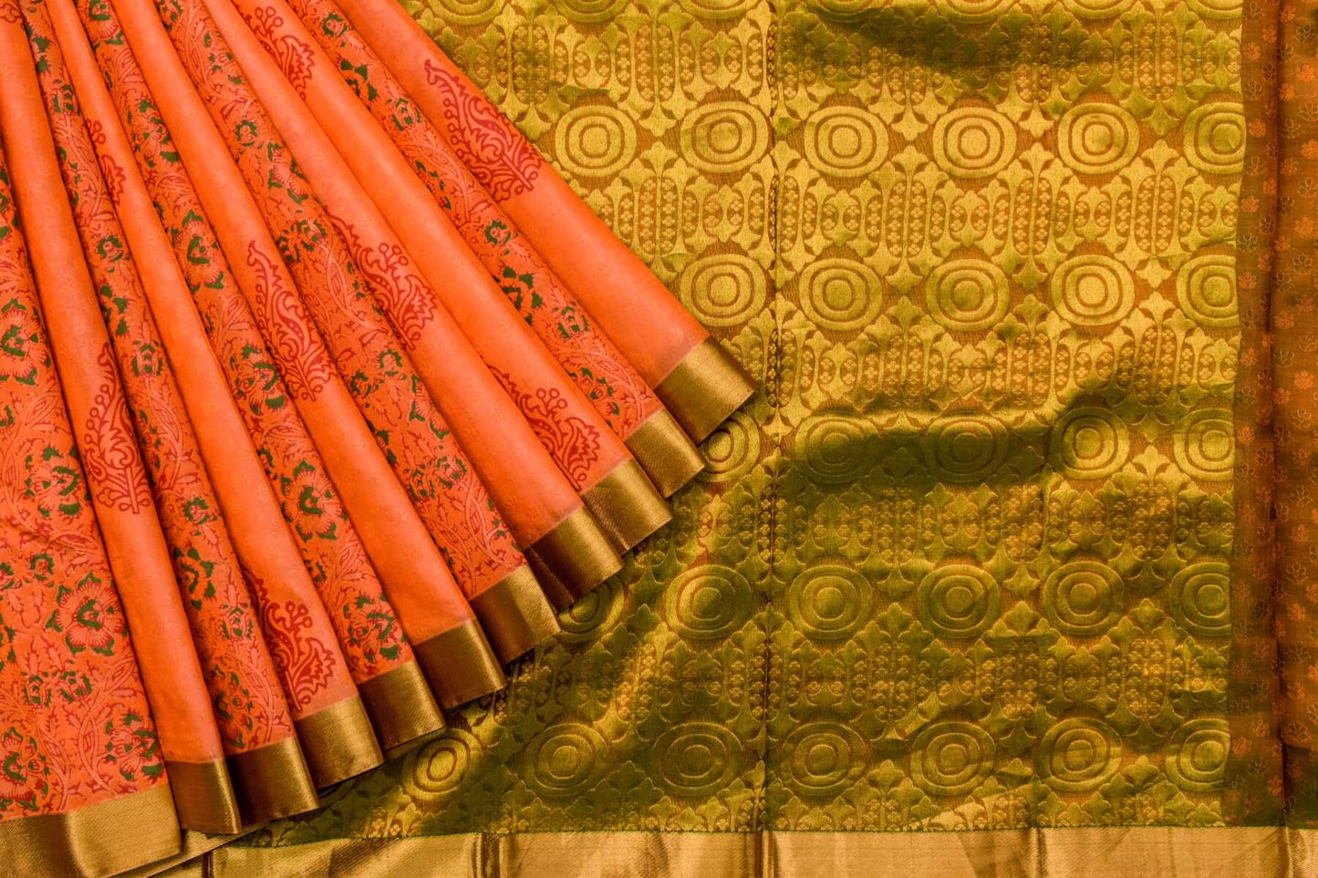 Block printed Light weight Kanjivaram Silk Saree by Shreenivas Silks PSSR015597