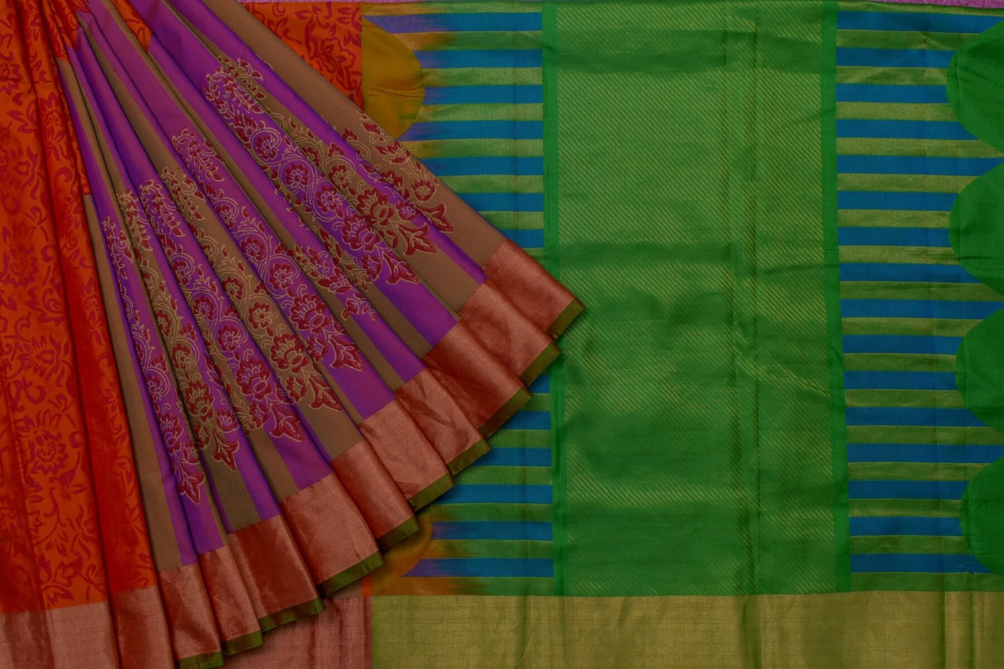 Block printed Light weight Kanjivaram Silk Saree by Shreenivas Silks PSSR015601