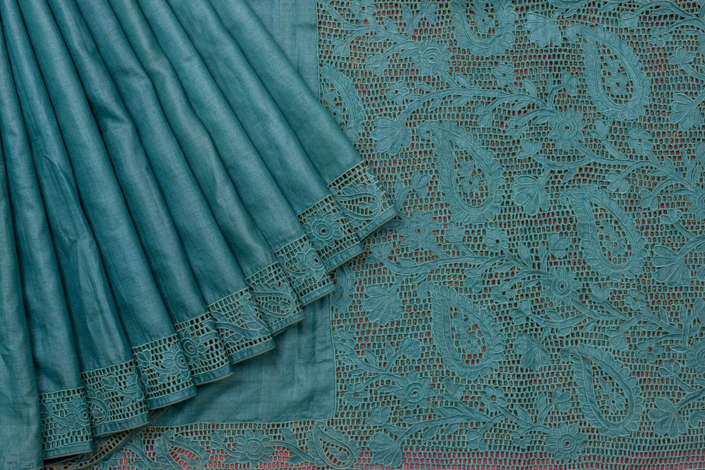 Cut work Tussar silk saree by Sameeksha PSSH34020 - Parisera