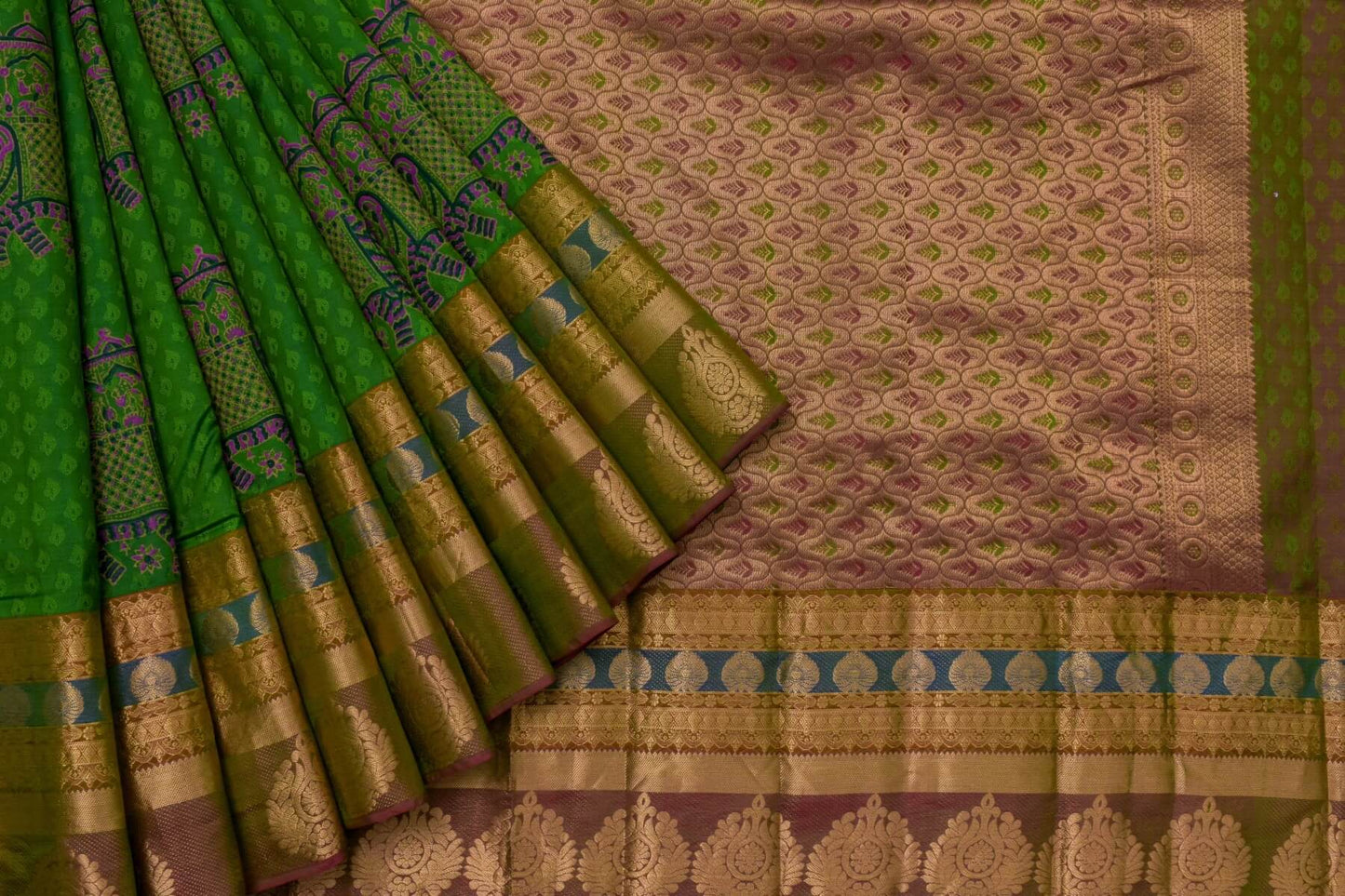 Block printed Light weight Kanjivaram Silk Saree by Shreenivas Silks PSSR015610