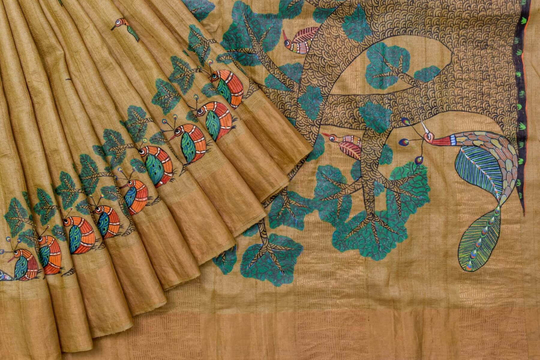 Hand painted Tussar silk saree by Sameeksha PSSH34026 - Parisera