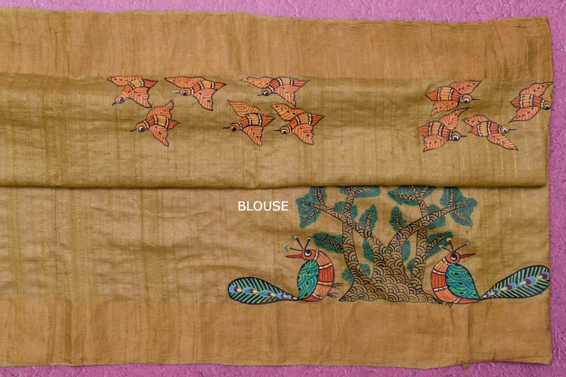 Hand painted Tussar silk saree by Sameeksha PSSH34026 - Parisera