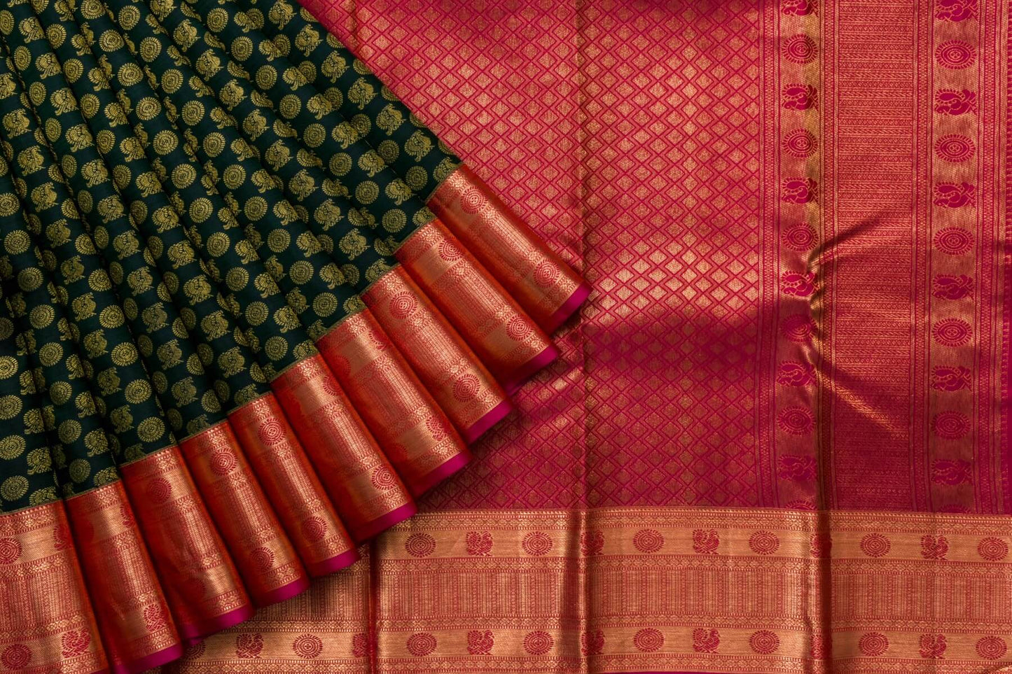 Deep Green Kanjivaram Silk Saree by Tharakaram PSTK04060