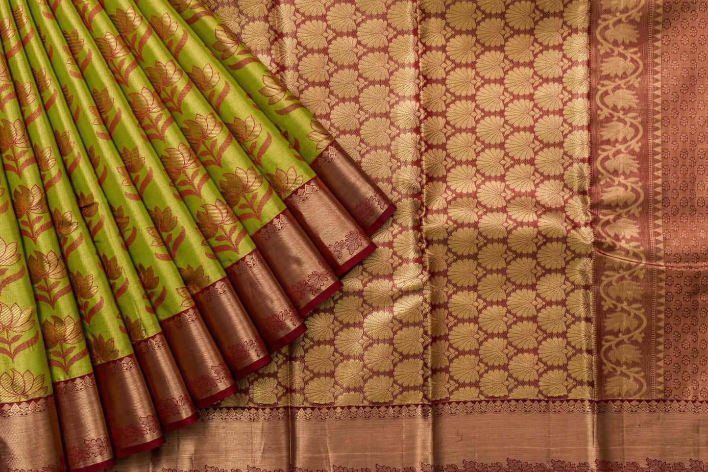 Bright Green Kanjivaram Silk Saree by Tharakaram PSTK04064