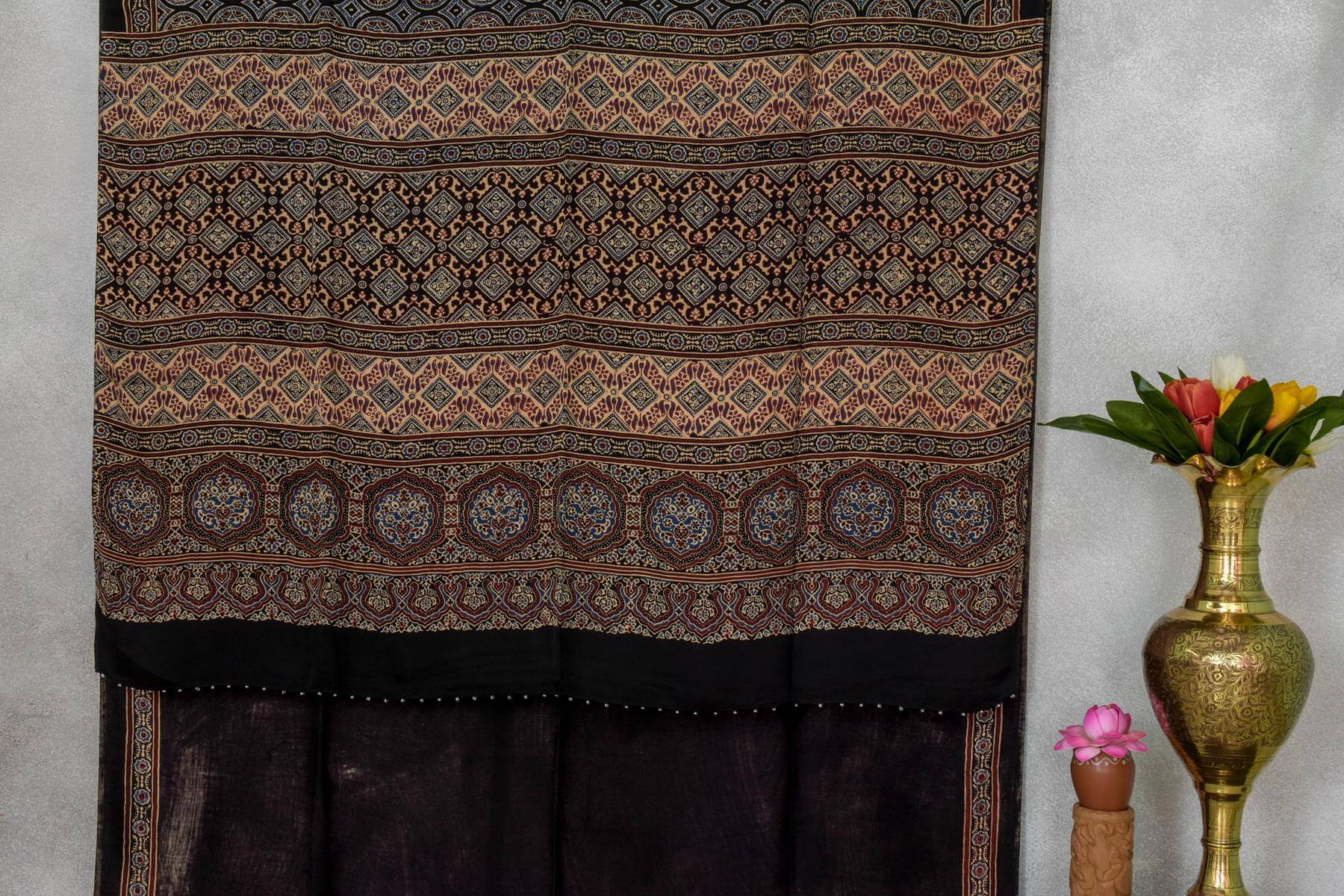 Ajrakh cotton modal saree Chakor PSCK260226 - Parisera